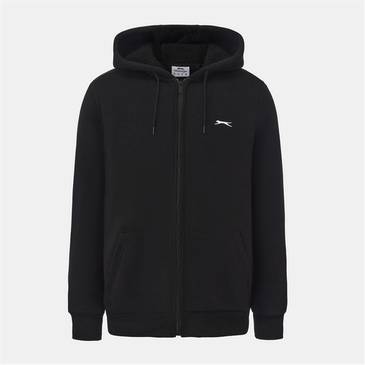 Slazenger Men's Black Borg Lined Fleece Hoodie