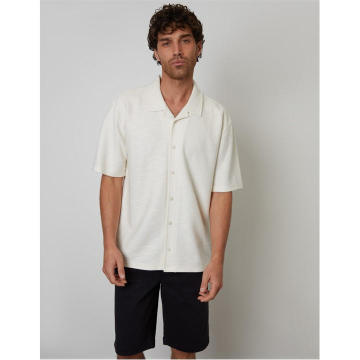 Threadbare Men's Beige Sht Ss Antti Medium
