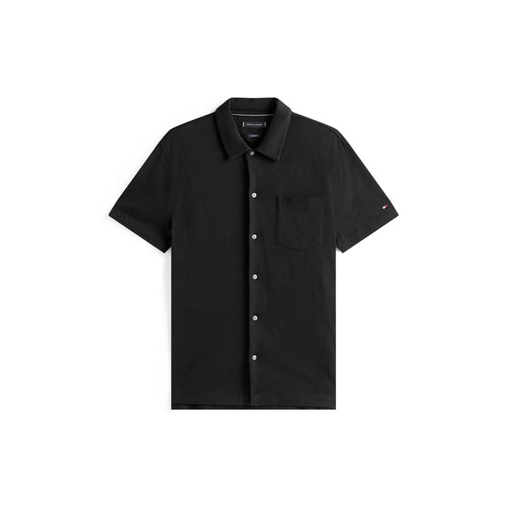 Tommy Hilfiger Men's Black Tommy Waffle Ss Shrt - Extra Large