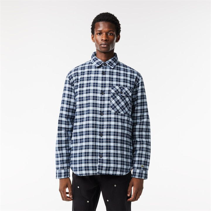 LACOSTE CHECKED OVERSHIRT WITH QUILTED LINING