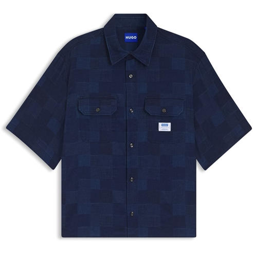 Hugo - Mens HUGO Patchwork Short Sleeve Plain Shirt (Ekyno)