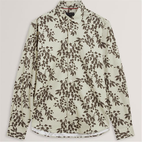 Ted Baker - Mens Foliage Print Cotton Long Sleeve Shirt