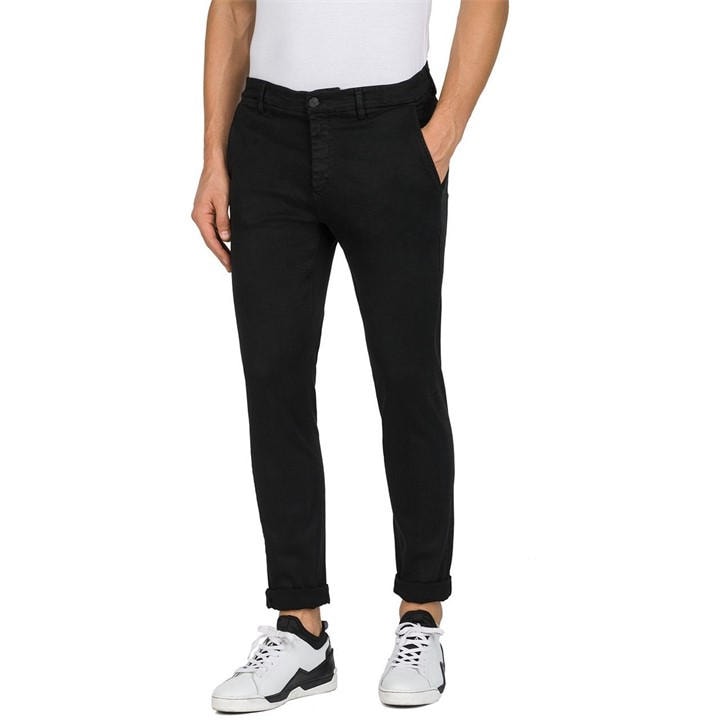 Replay Men's Black Hyperflex Zeumar Slim Chinos Large