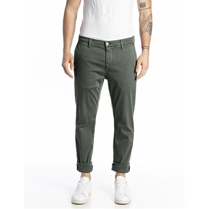 Replay Men's Green Hyperflex Zeumar Slim Chinos Size 34 R