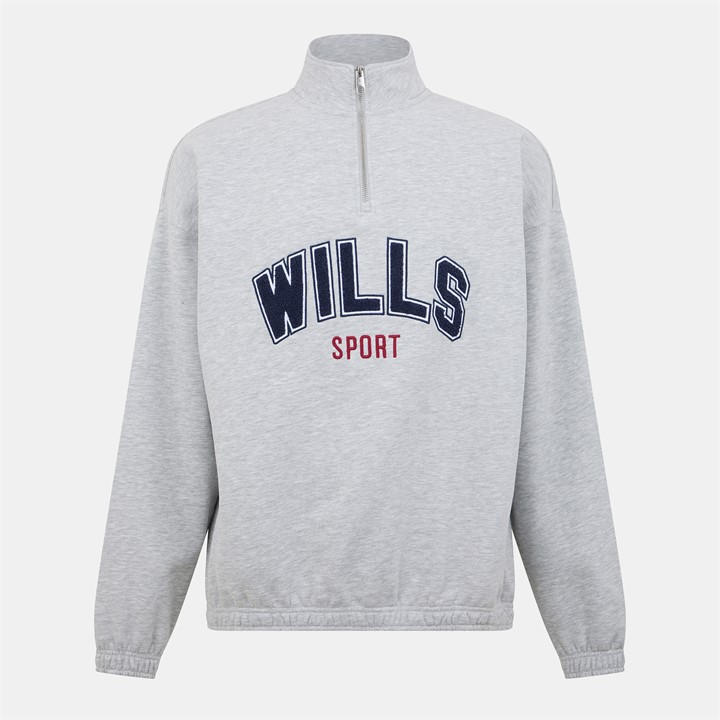Jack Wills Men's Grey Graphic Quarter Zip Extra Large