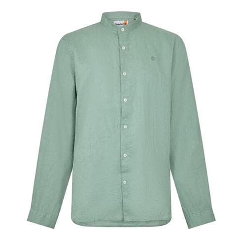 Timberland - Men's Linen Korean Collar Long Sleeve Oxford Shirt