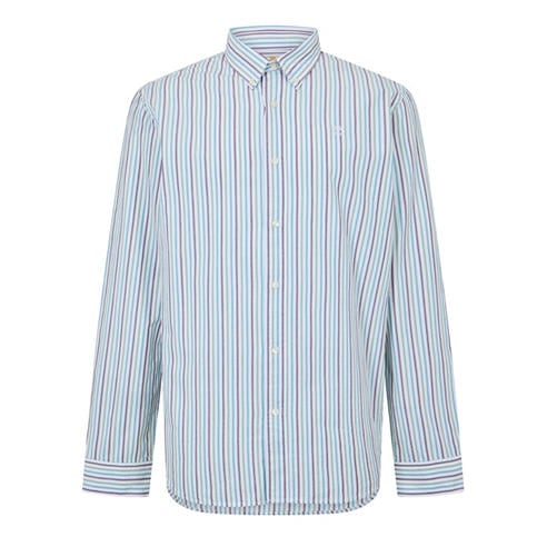 Timberland - Men's Striped Dark Denim Long Sleeve Oxford Shirt