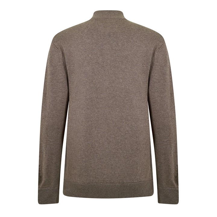 Brown Marl - Jack Wills - Funnel Neck Half Zip Jumper Men