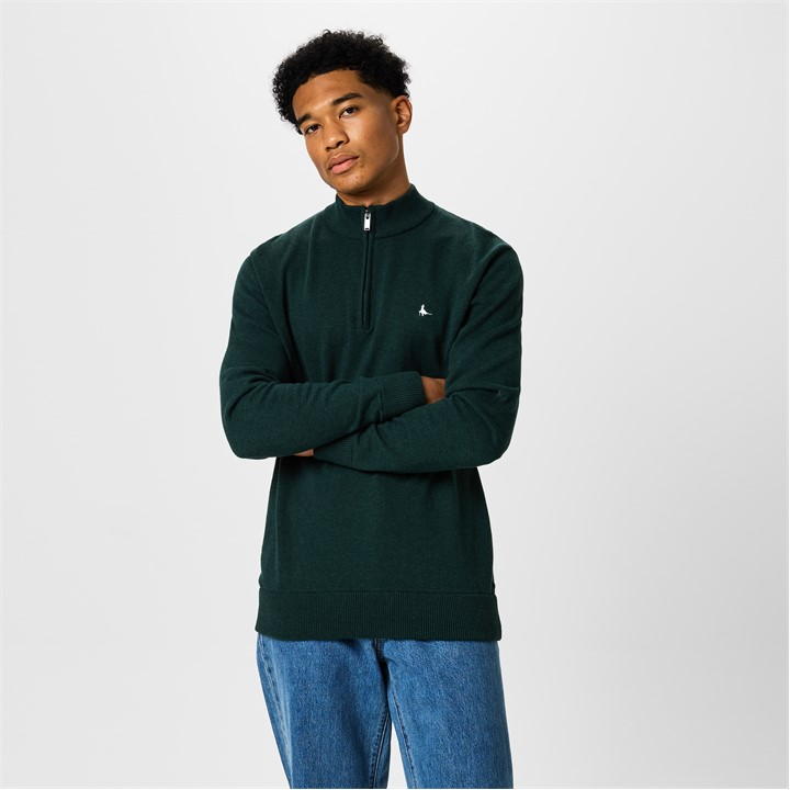 Evergreen Marl - Jack Wills - Funnel Neck Half Zip Jumper Men