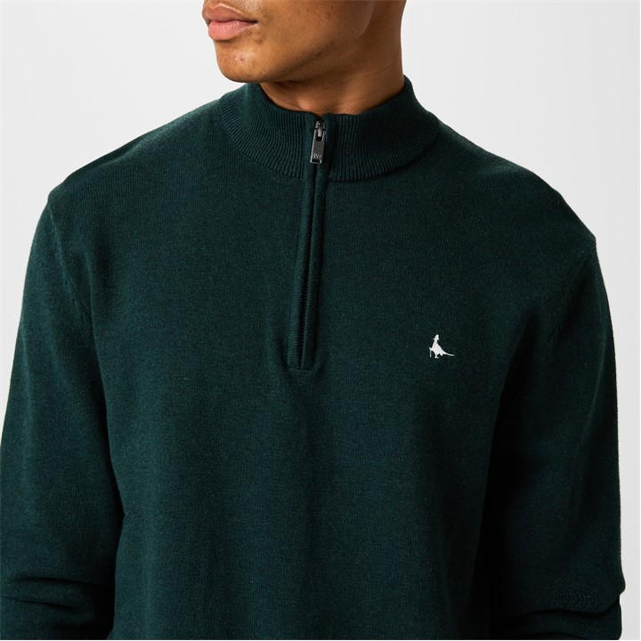 Evergreen Marl - Jack Wills - Funnel Neck Half Zip Jumper Men