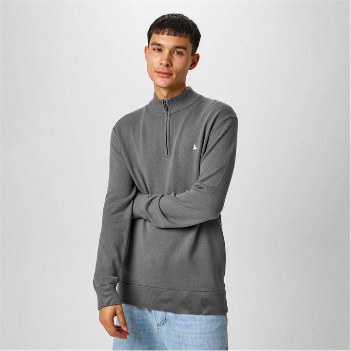 Slate - Jack Wills - Funnel Neck Half Zip Jumper Men