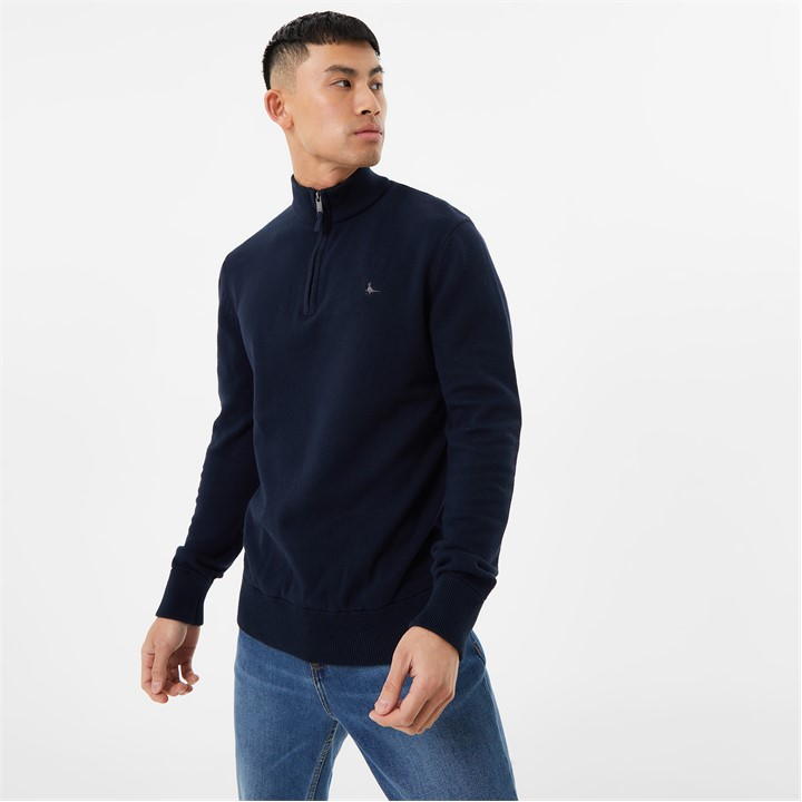 Navy - Jack Wills - Funnel Neck Half Zip Jumper Men