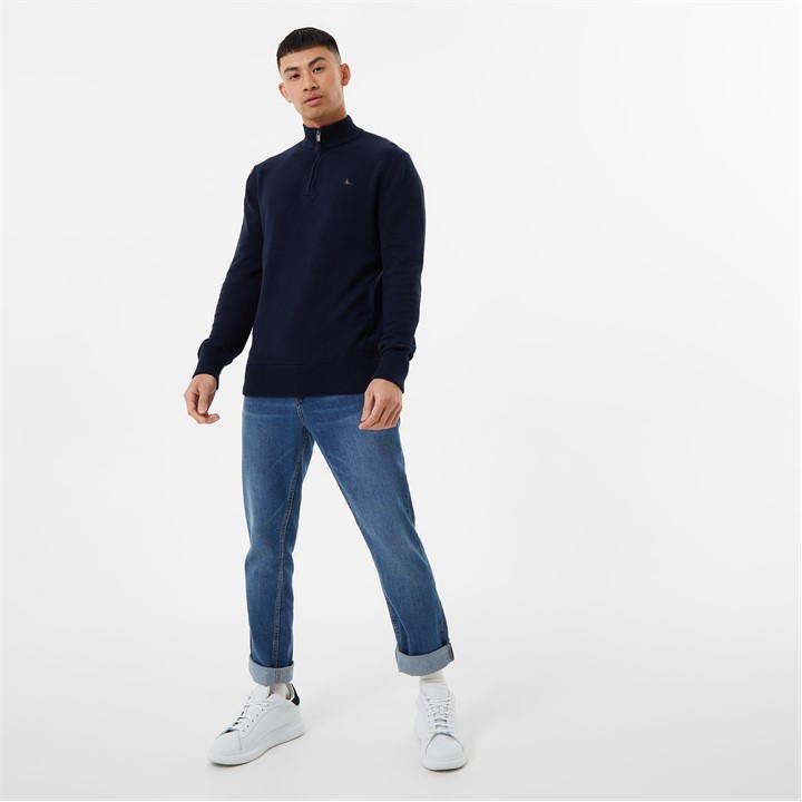 Navy - Jack Wills - Funnel Neck Half Zip Jumper Men