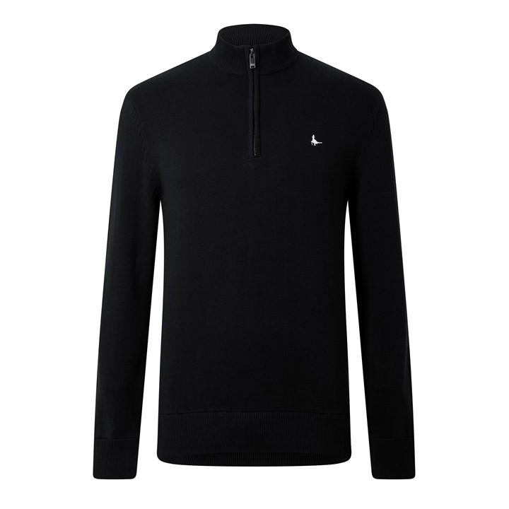 Black - Jack Wills - Funnel Neck Half Zip Jumper Men