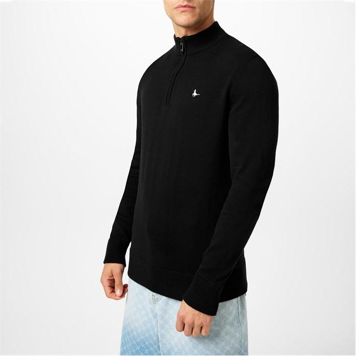Black - Jack Wills - Funnel Neck Half Zip Jumper Men