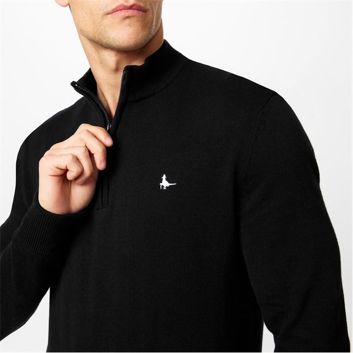 Black - Jack Wills - Funnel Neck Half Zip Jumper Men