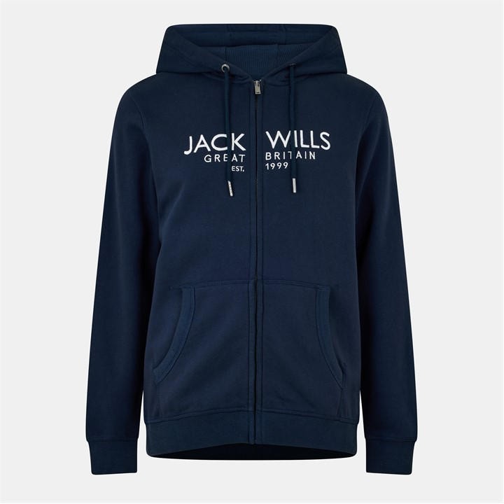 Jack Wills Men's Blue Graphic Zip Hoodie
