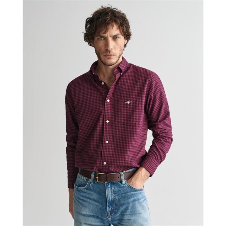 Gant Reg Microcheck Flannel Shirt Wine R