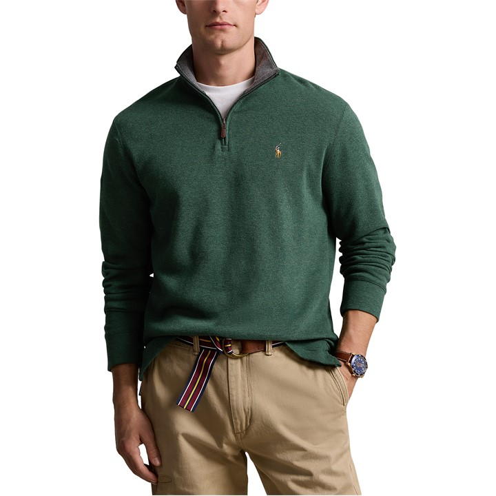 Polo Ralph Lauren Estate Fleece Quarter Zip Sweat In Green
