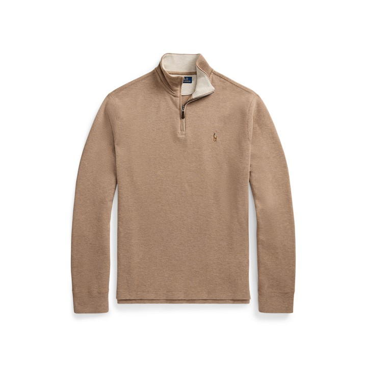 Polo Ralph Lauren Estate Fleece Quarter Zip Sweat In Beige