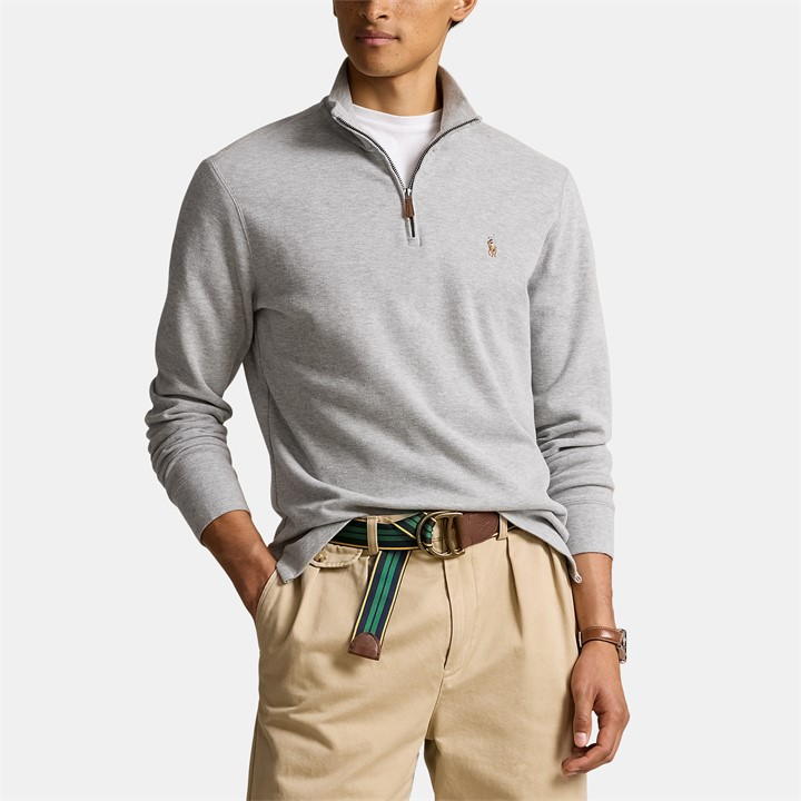 Polo Ralph Lauren Estate Fleece Quarter Zip Sweat In Gray