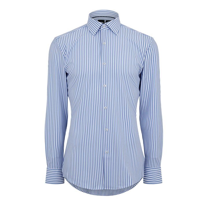 HUGO BOSS MEN'S HBB P-HANK STRIPE PATTERNED LONG-SLEEVE SHIRT