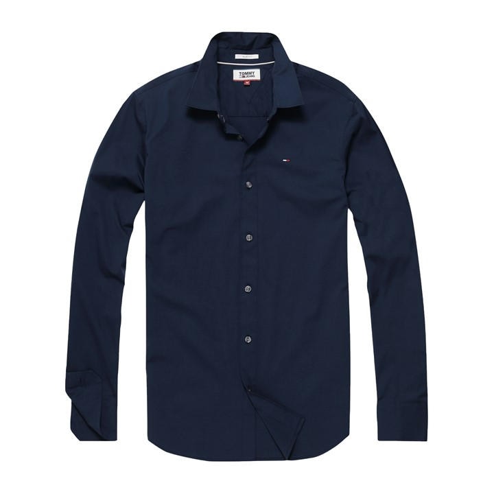 Tommy Jeans Men's Blue Stretch Shirt - Large