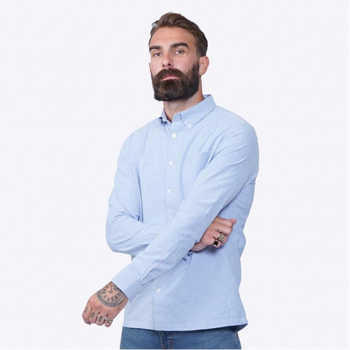 Firetrap Men's Blue Basic Oxford Shirt Small
