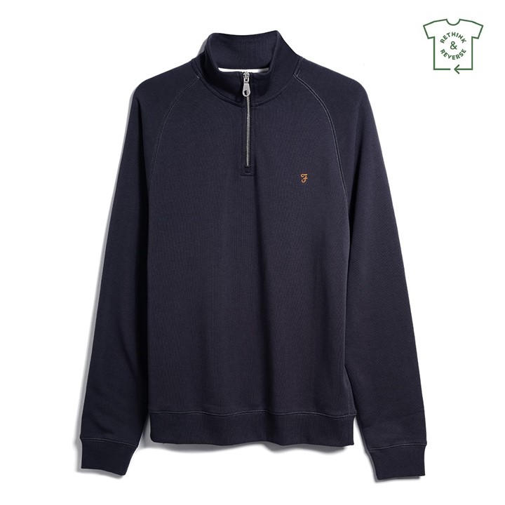 Farah Men's Blue Jim Zip Jumper Small