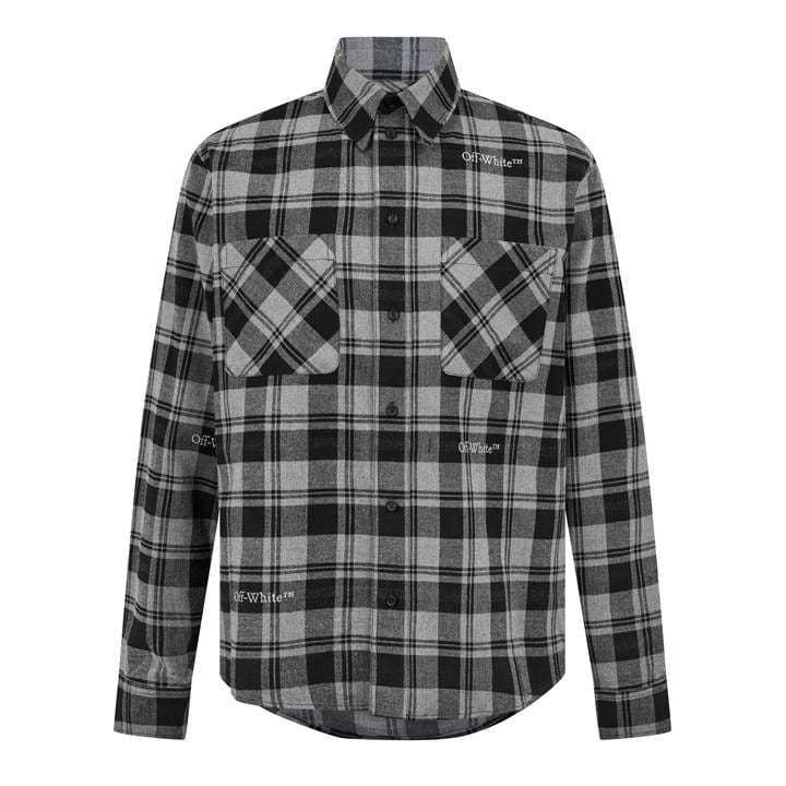 OFF-WHITE MEN'S CHECK SHIRT, ALL-OVER PATTERN