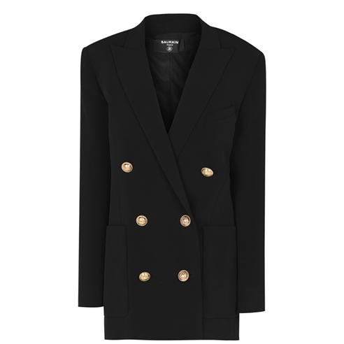 BALMAIN - Women's 6 Buttoned Boyfriend Double Breasted Viscose Long Sleeve Blazer