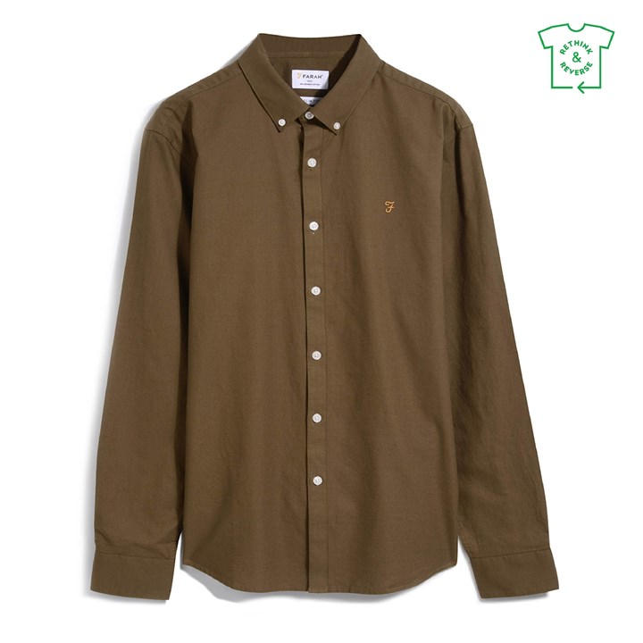 Farah Oxford Long Sleeve Shirt - Green