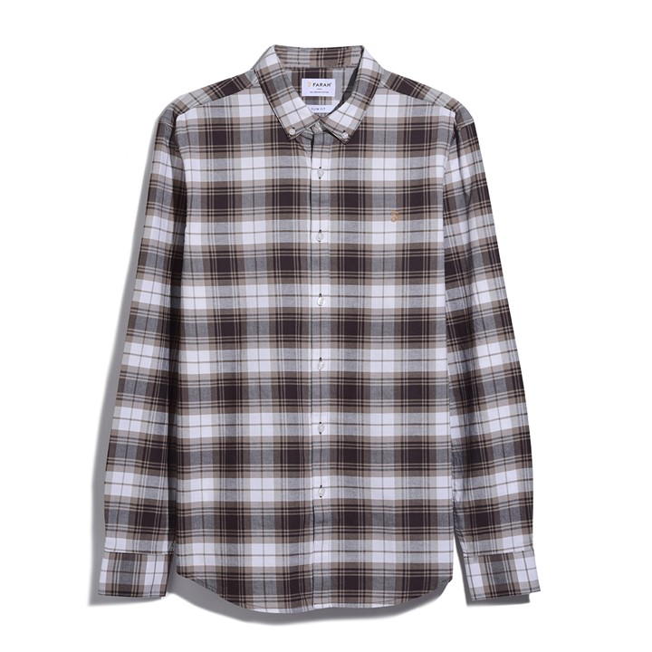Farah Choc 257 - Farah - Brewer Checked Shirt