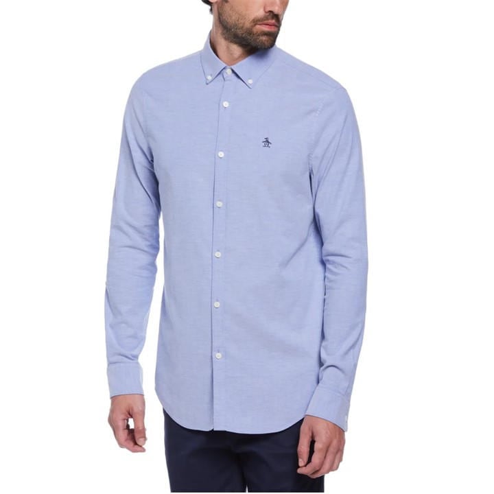 Original Penguin Men's Blue Ecovero Oxford Shirt - Large