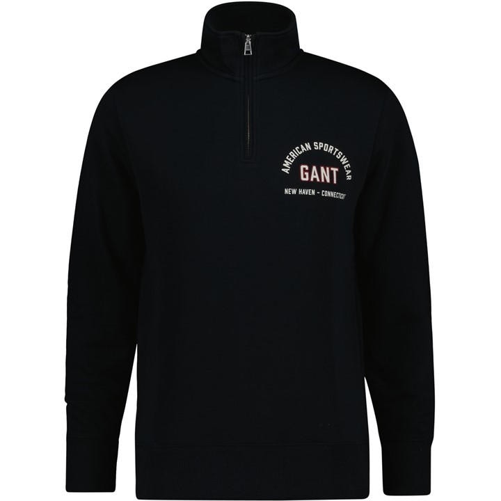 Gant ¼ Zip Fleece Jumper In Black