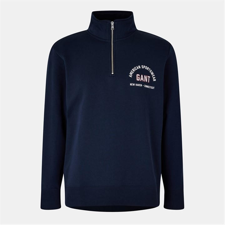 Gant ¼ Zip Fleece Jumper In Blue
