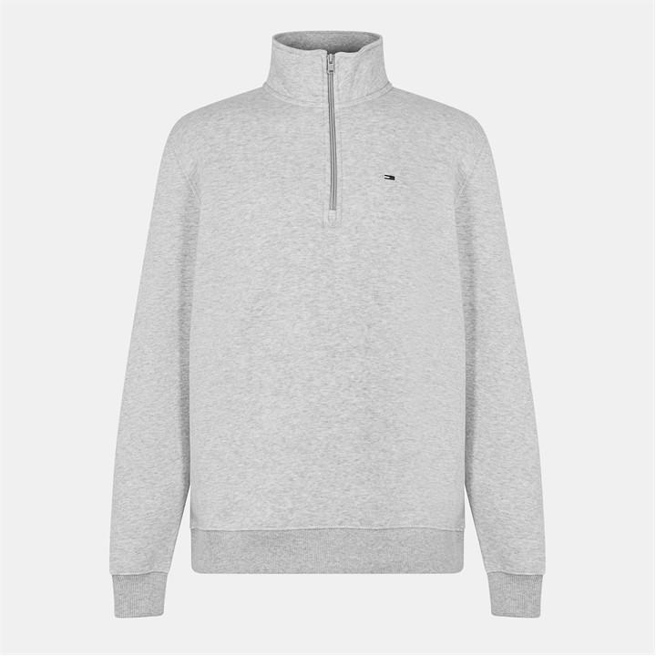 Tommy Jeans Men's Grey Flag Quarter Zip Fleece