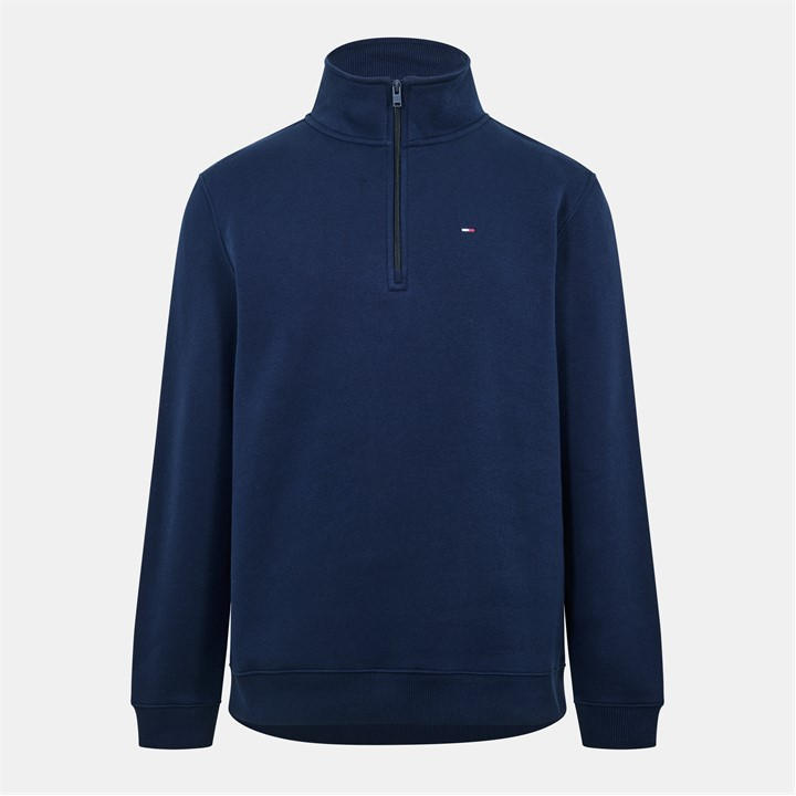 Tommy Jeans Men's Blue Flag Quarter Zip Fleece
