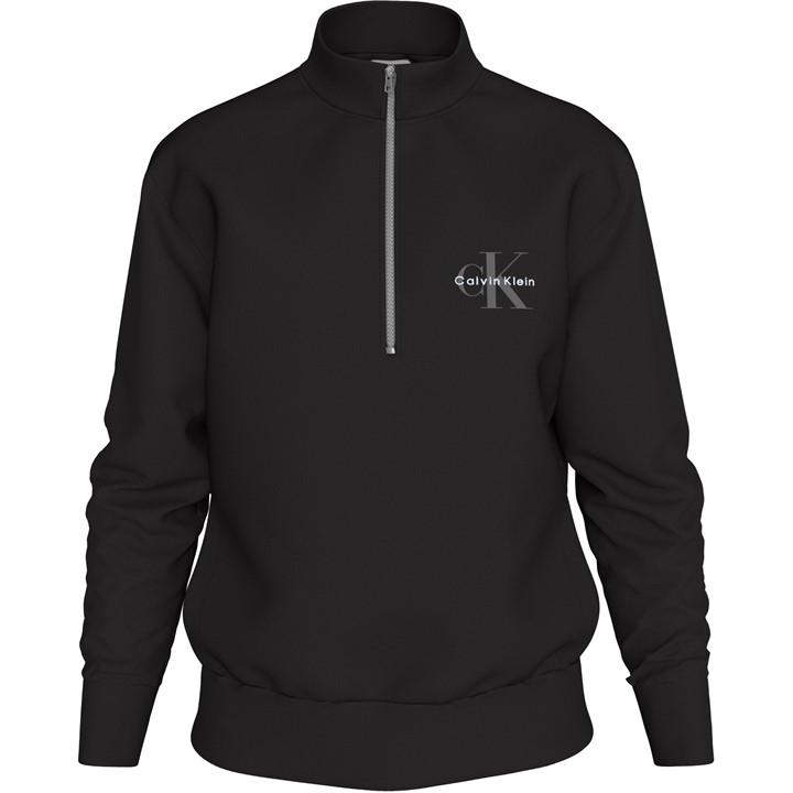 Calvin Klein Jeans Men's Black Ckj Monogram Quarter Zip Sn54 Medium
