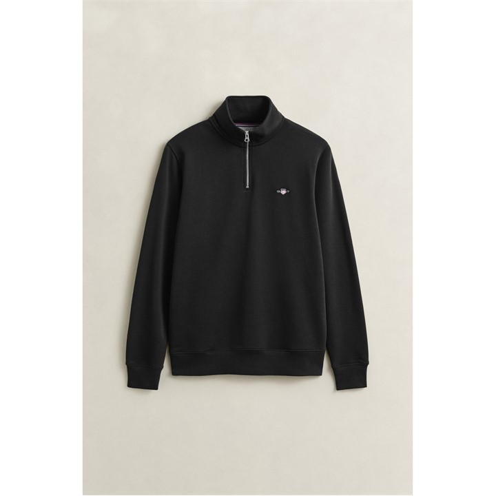 Gant Men's Black Shield Half-Zip Sweatshirt Large