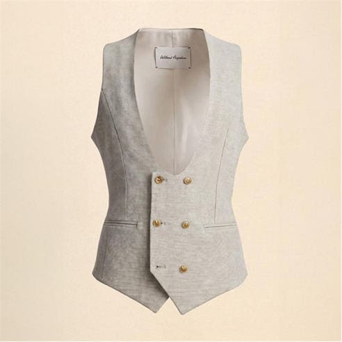 Without Prejudice - Archer Slim Fit Tan Tweed Waistcoat
