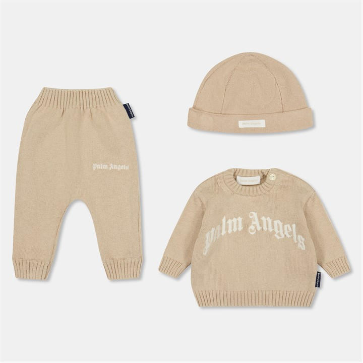 Palm Angels Unisex Kids Beige Palm 3Pcs Lgo Set Bb53 Size 9 - 12 Months