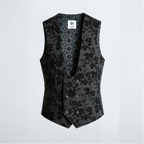 Twisted Tailor - Fleet Skinny Fit Black Floral Waistcoat