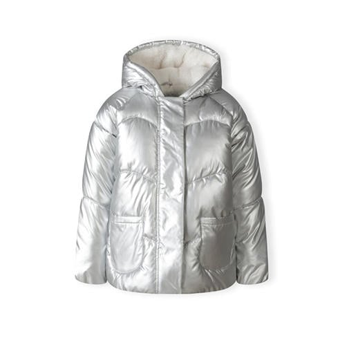 Minoti - Girls padded jacket metallic silver