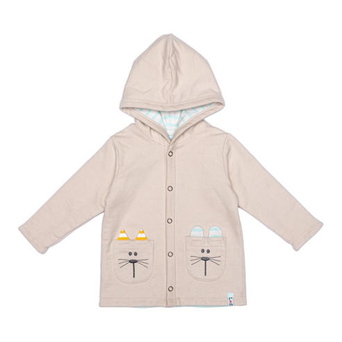 Lilly and Sid - Kids' Multicoloured Animal Applique Reversible Organic Cotton Long Sleeve Rain Anorak