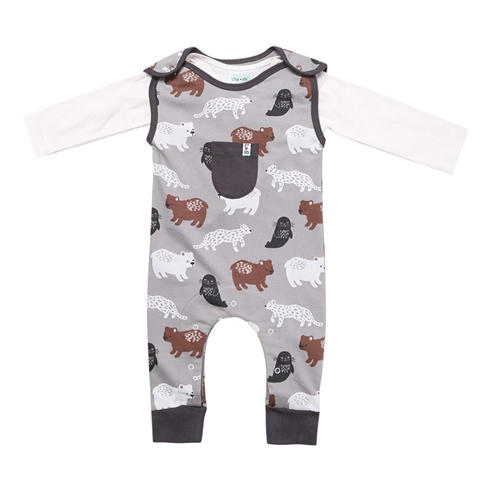 Lilly and Sid - & Sid Multicoloured Mixed Animal Print Top And Dungarees Set