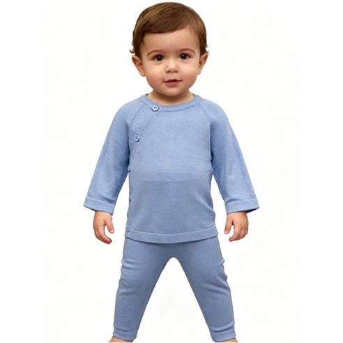 Pretty Green - Kids Cotton Long Sleeve Crew Neck Pyjama Set