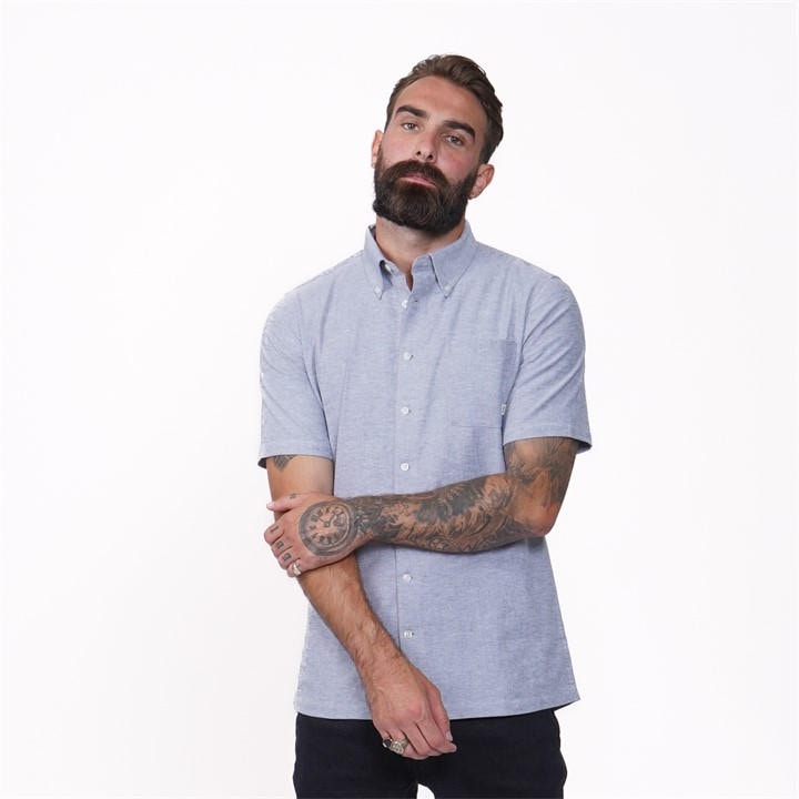 Firetrap Men's Blue Short Sleeve Shirt Extra Large