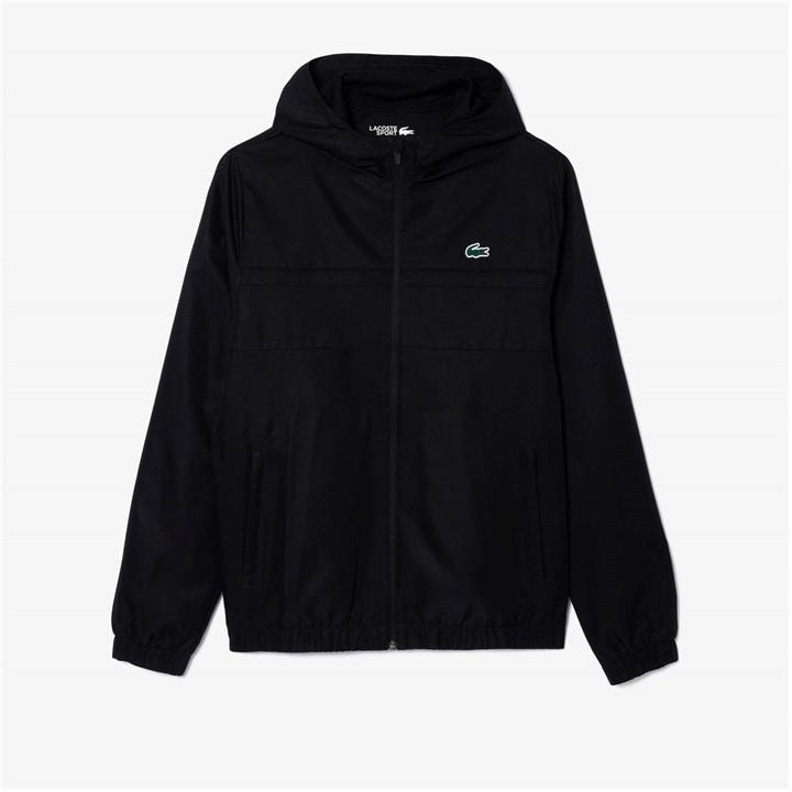 Lacoste Men's Black Zipped Hooded Taffeta Sport Jacket Medium