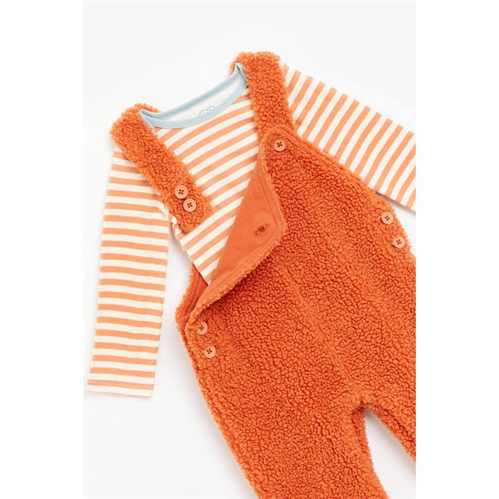 Hello World Baby Boy Dungaree and Bodysuit Set Orange FRASERS